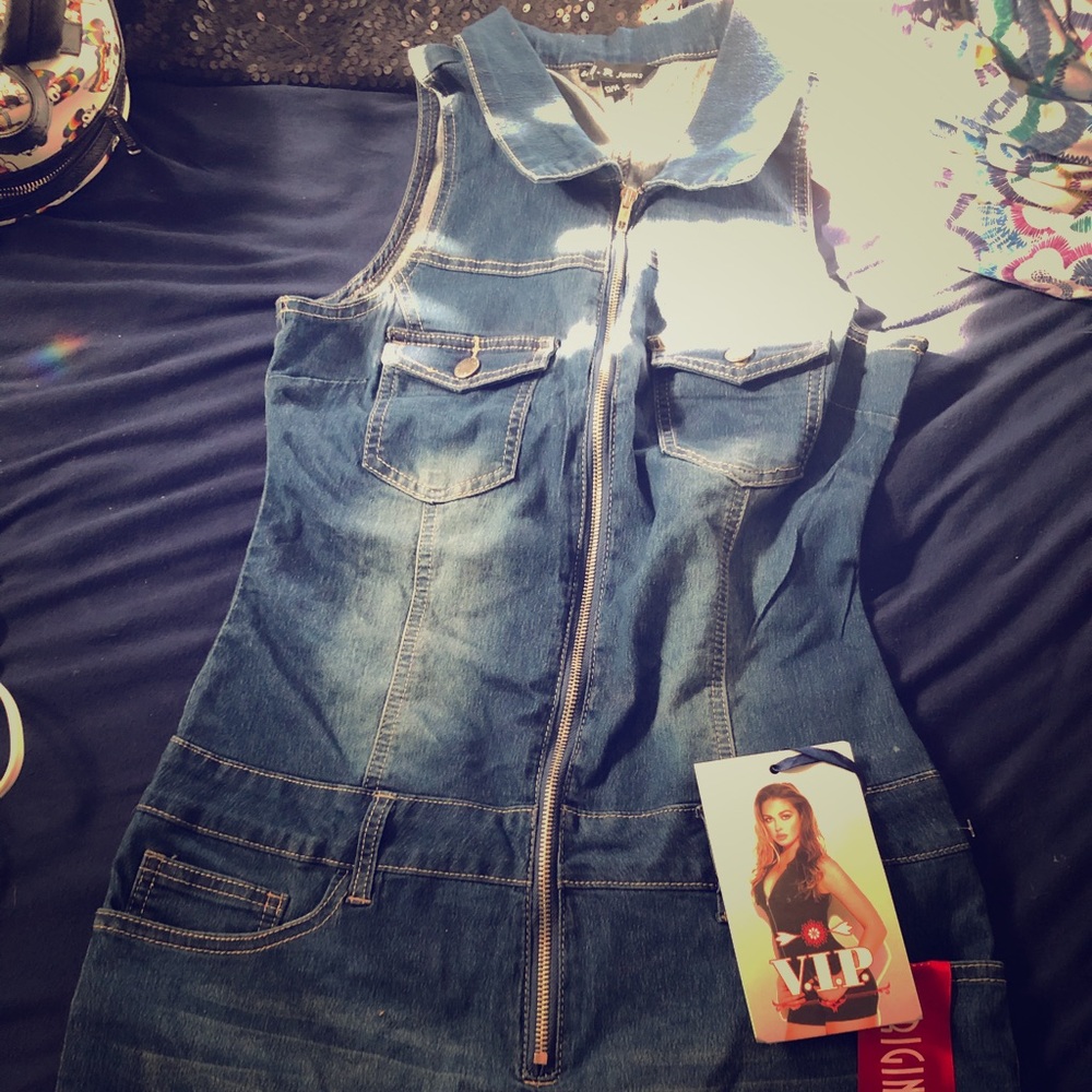 Denim short body suit